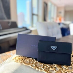 Prada Tessuto & Saffiano Leather Wallet Black - Authentic w/ Box